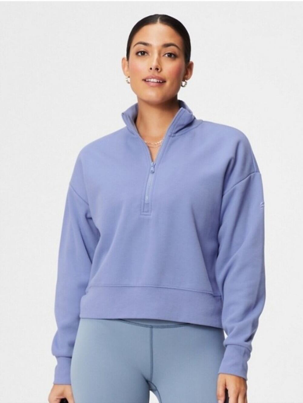 Fabletics Caterina Mock Neck Zip Pullover Bellflower Blue Size XL